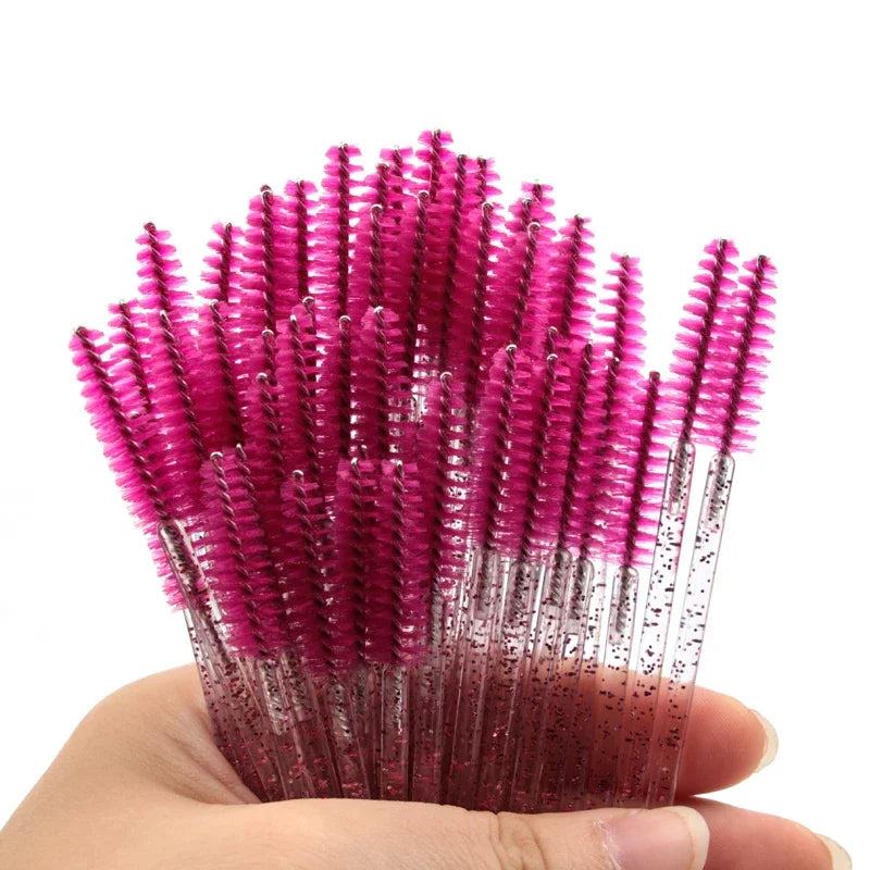 HOT 5/25/50pcs Lashes Brush Wholesale Mascara Wands Applicator Crystal Eyelash Brushes False Eyelashes Extensions Makeup Tools