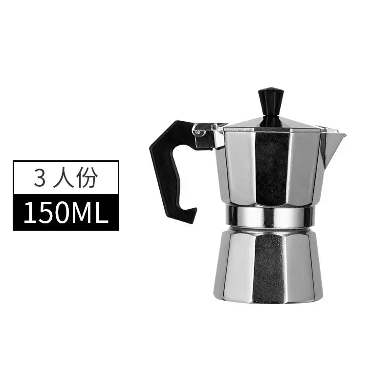 Moka Coffee Pot Espresso Latte Percolator Stove Coffee Maker Espresso Pot Italian Coffee Machine 50/300/450ml Aluminum