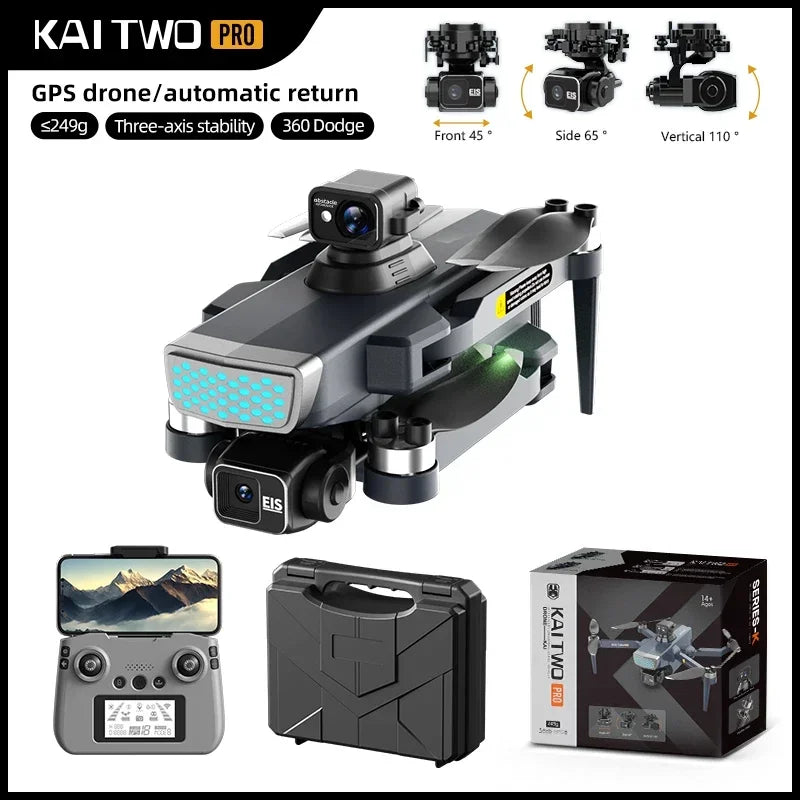 Kai 2 Pro Drone 2024 Latest Model with 4K Camera 360 Laser Obstacle Avoidance GPS Brushless Motor Foldable Functionality