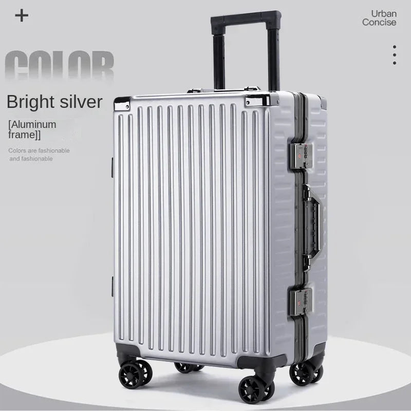 Suitcase Aluminum Frame Trunk Waterproof Man Bag Can Sit Cabin Suitcase 20 inch Female Carry-on Boarding Password Trolley Case