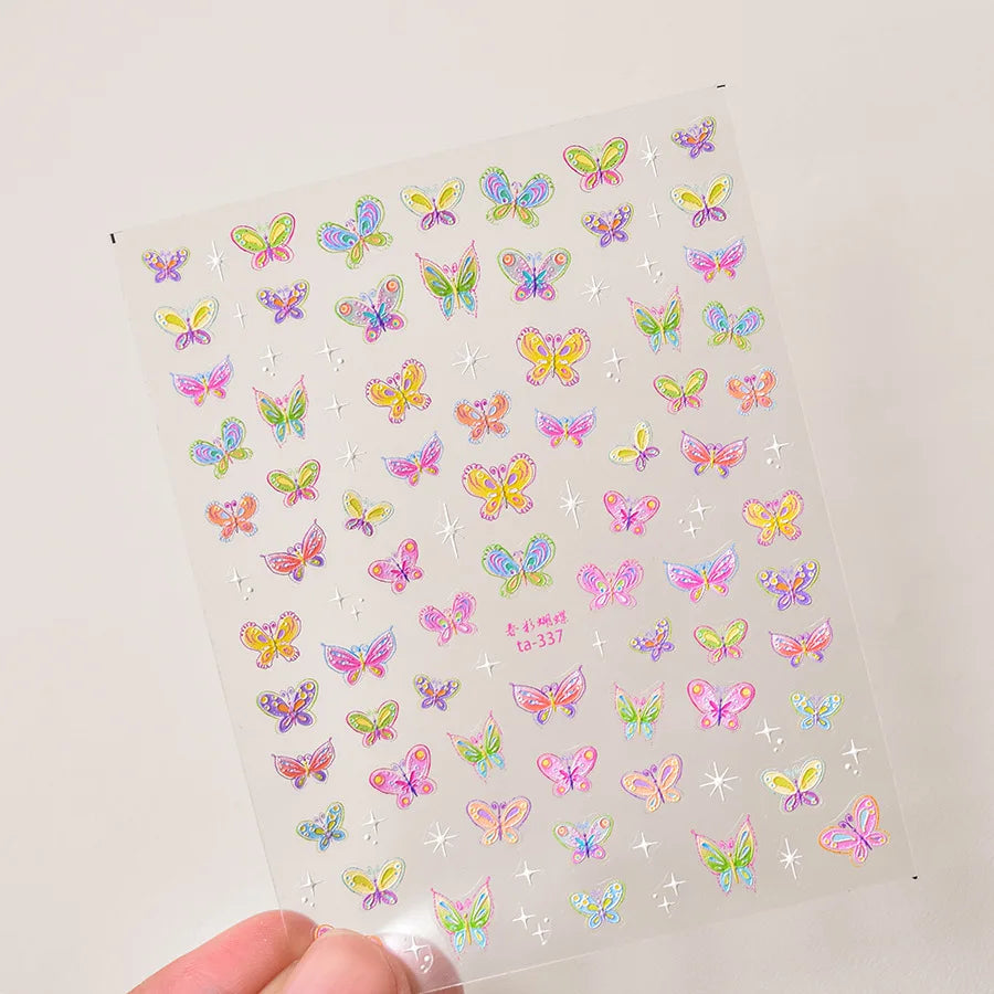 1Sheet Shell Light Nail Sticker 5D Cute Jelly Dream Water Bubble Dolphin Sticker Press On Nails Japanese Nail Decorations Decals