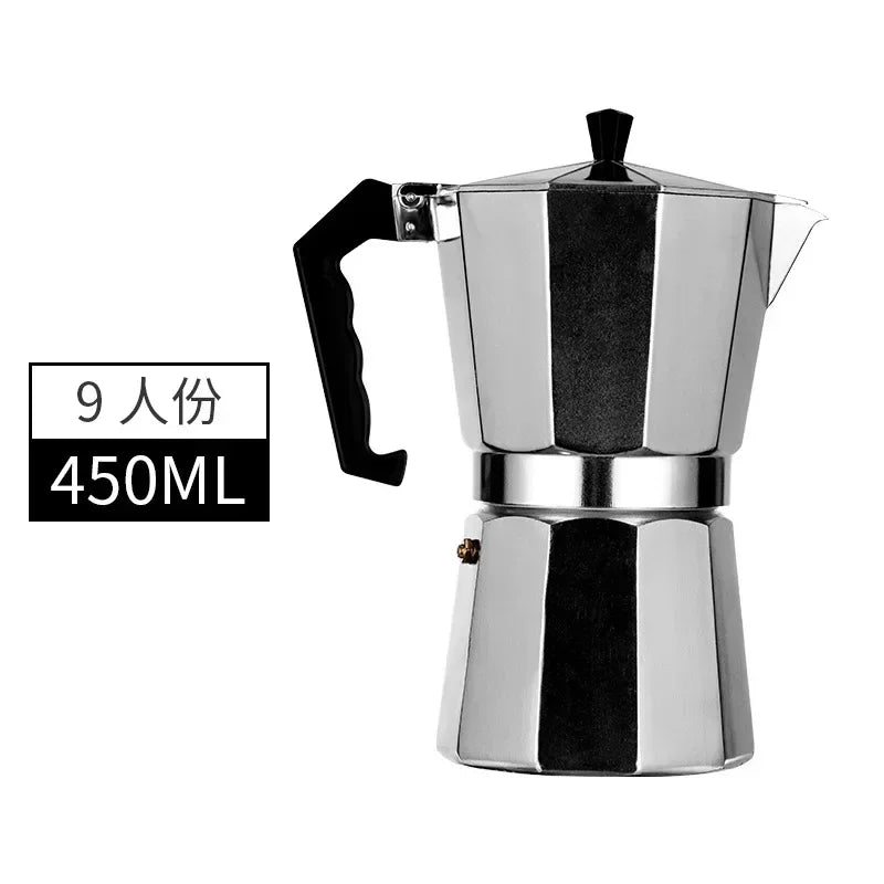 Moka Coffee Pot Espresso Latte Percolator Stove Coffee Maker Espresso Pot Italian Coffee Machine 50/300/450ml Aluminum