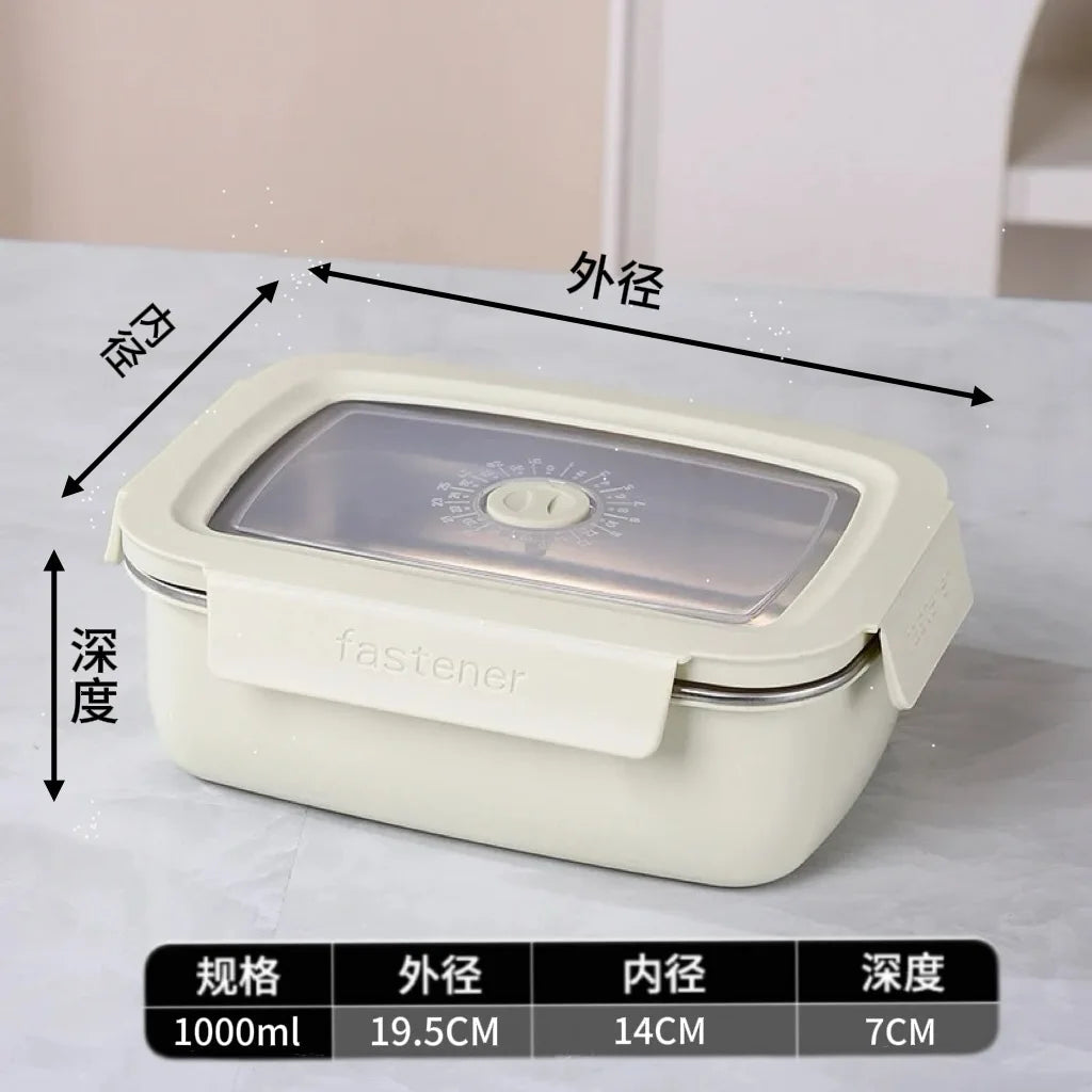 1000ml 316 Stainless Steel Insulated Fresh-Keeping Meal Prep Food Storage Containers Bento Lunch Box Microwave Heated Portable