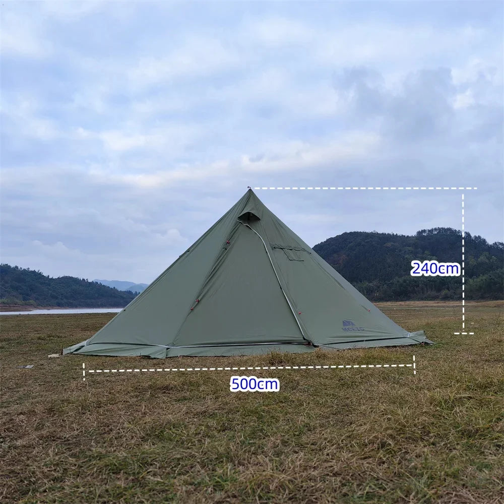 500PRO Tipi Hot Tent with Fire Retardant Stove Jack 5~8 Person Teepee Tents for Family Team Outdoor Backpacking Camping Hiking