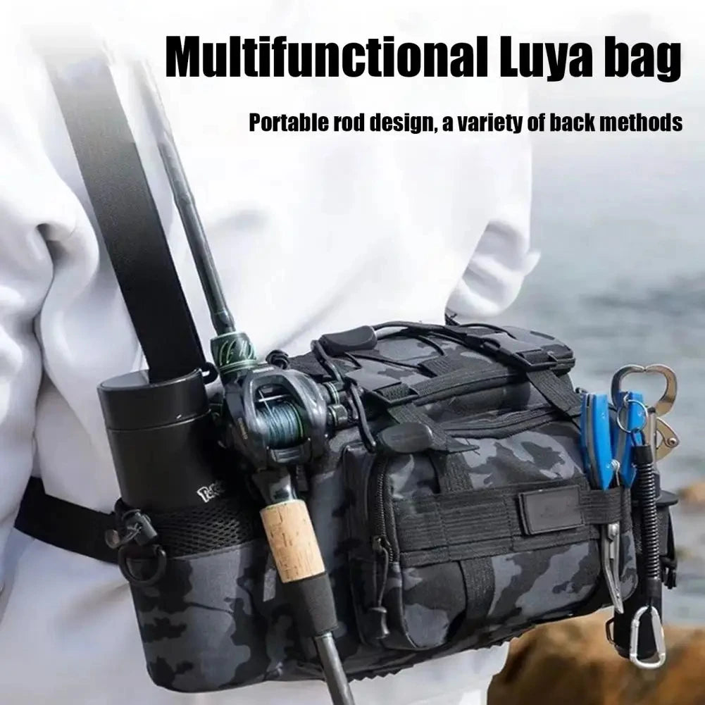 Fishing tackle, shoulder bag, storage bag, portable fishing rod holder, outdoor sports bag, flying fishing