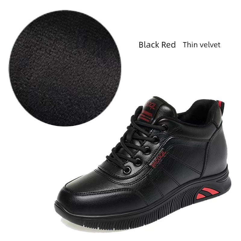 Genuine Leather Middle-Aged and Elderly Mom Shoes Women 2025 Fleece-lined Fall and Winter New Arrival Soft Bottom Non-Slip Comfortable Warm Leisure Sneaker