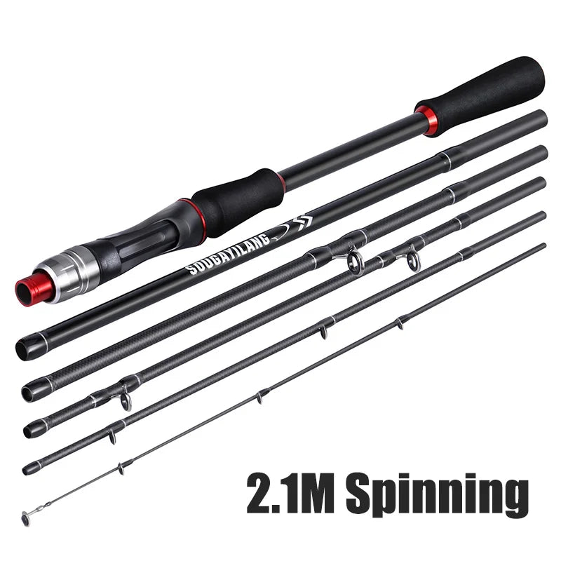 Sougayilang 1.8m 2.1m Lure Fishing Rod Carbon Fiber Spinning Casting Fishing Rod Bait Weight 10-30g Travel Fishing Pole Pesca