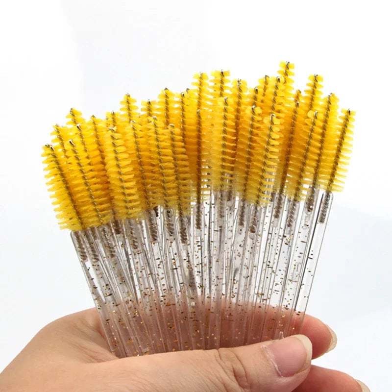 HOT 5/25/50pcs Lashes Brush Wholesale Mascara Wands Applicator Crystal Eyelash Brushes False Eyelashes Extensions Makeup Tools