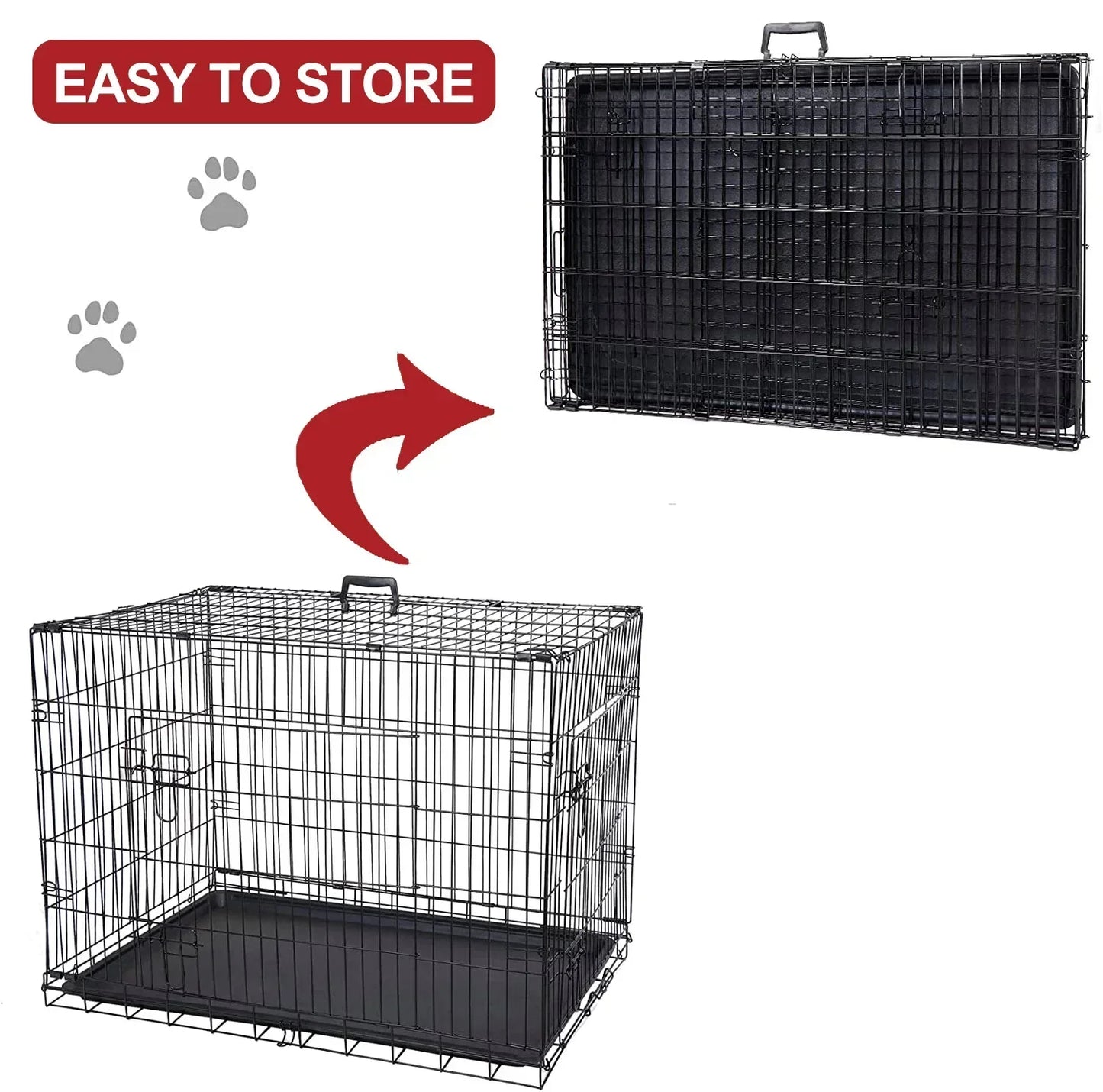 24'' Foldable Collapsible Metal Large Xxl Dog Cage Metal Kennels, Stackable Dog Cages For Large Dog, Wholesale Dog Crate