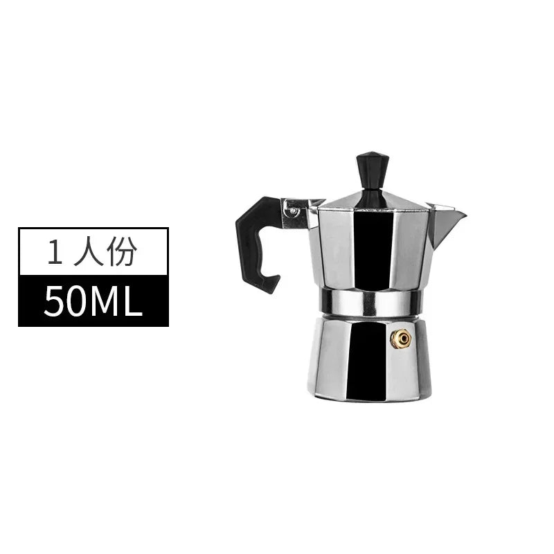 Moka Coffee Pot Espresso Latte Percolator Stove Coffee Maker Espresso Pot Italian Coffee Machine 50/300/450ml Aluminum