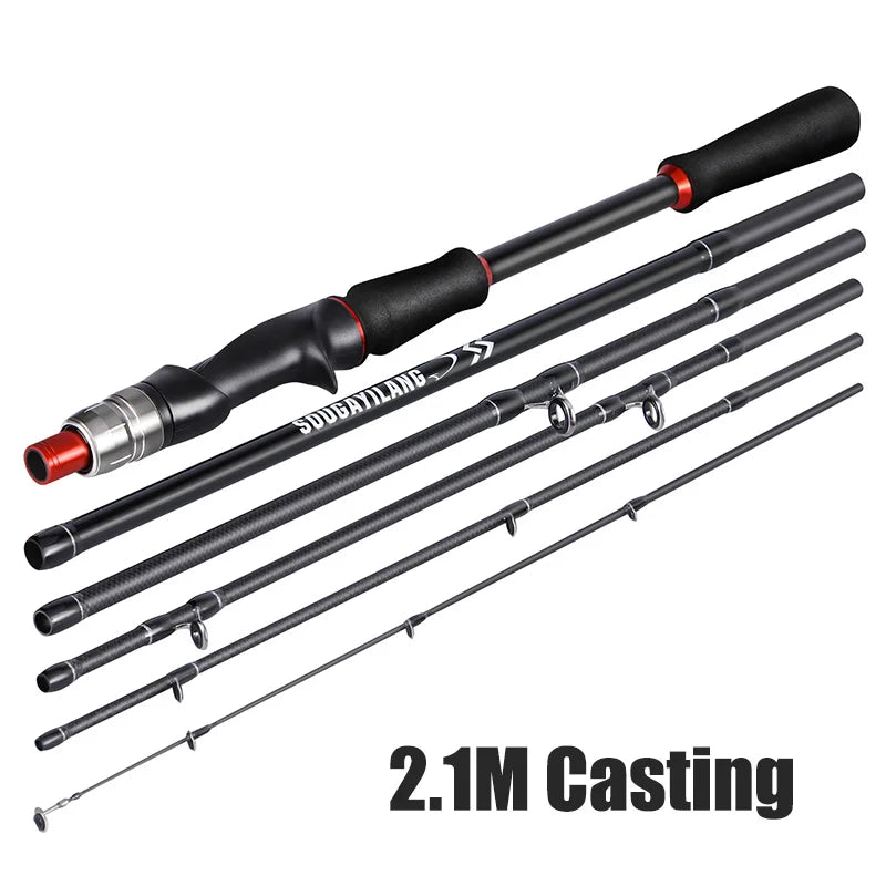 Sougayilang 1.8m 2.1m Lure Fishing Rod Carbon Fiber Spinning Casting Fishing Rod Bait Weight 10-30g Travel Fishing Pole Pesca