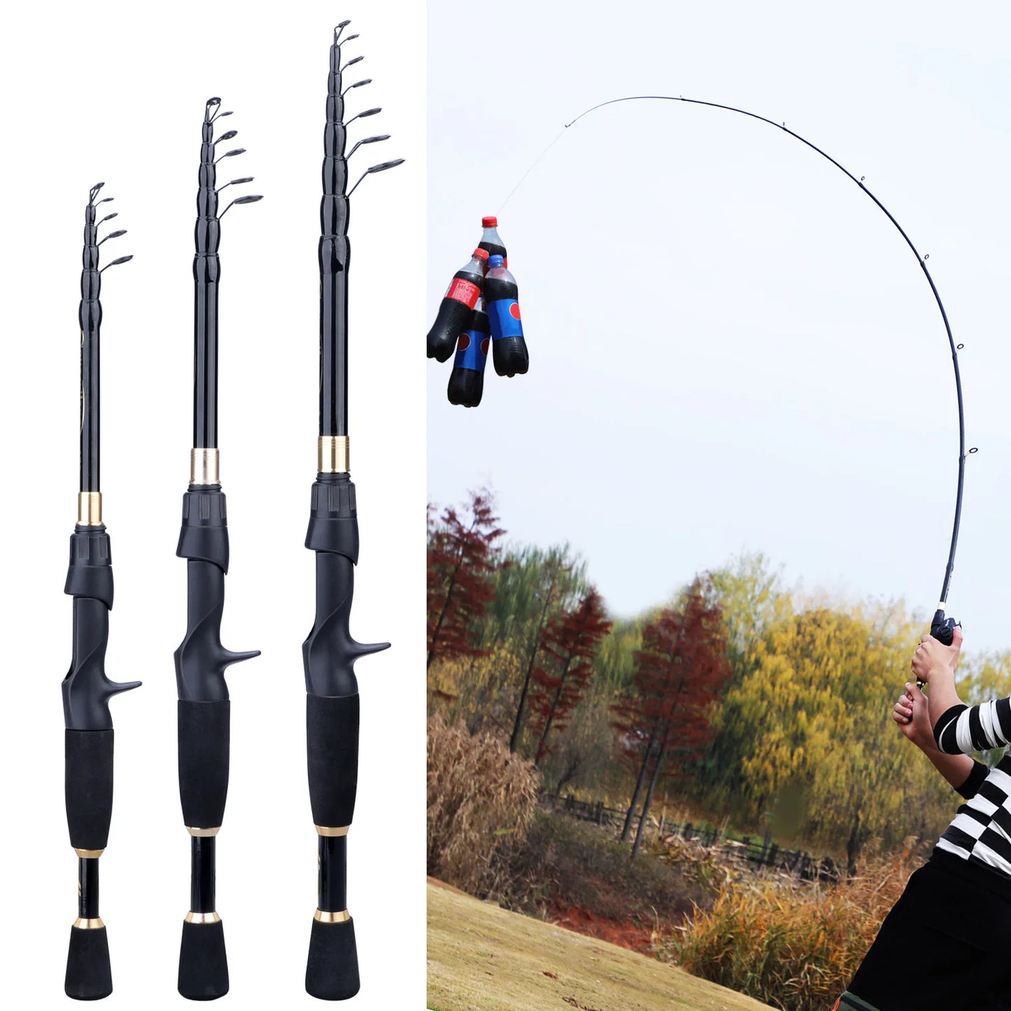 Sougayilang 2.1m 2.4m Telescopic Fishing Rod Ultralight Weight Spinning Rod Casting Fishing Rod Carbon Fiber Fishing Rod Tackle