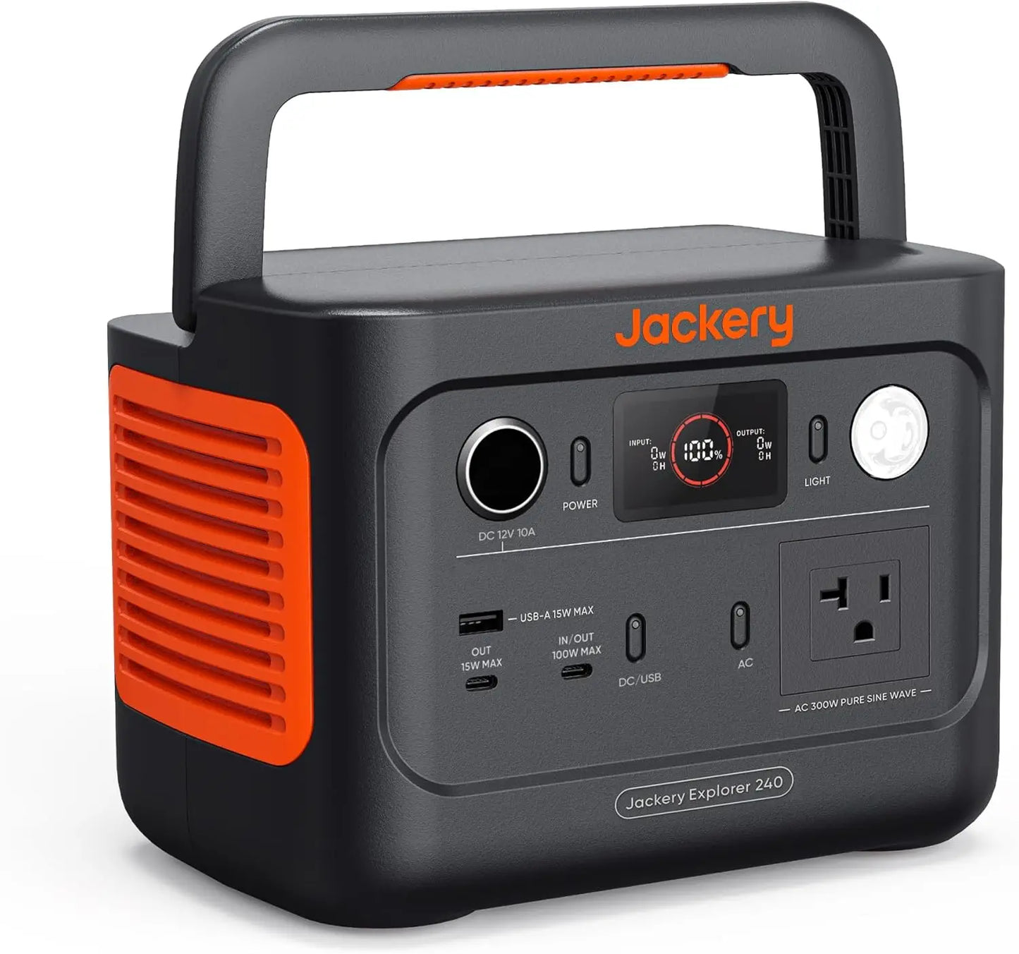 Jackery Explorer 240 v2 Portable Power Station 2024 New Version, 256Wh LiFePO4 Battery with 300W AC/100W USB-C Output, 1Hr F