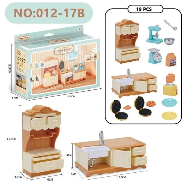 Forest Animal Family Dollhouse Furniture Mini Refrigerator Toys Simulation Food Children's Toys Dollhouse Miniature Kitchen Play