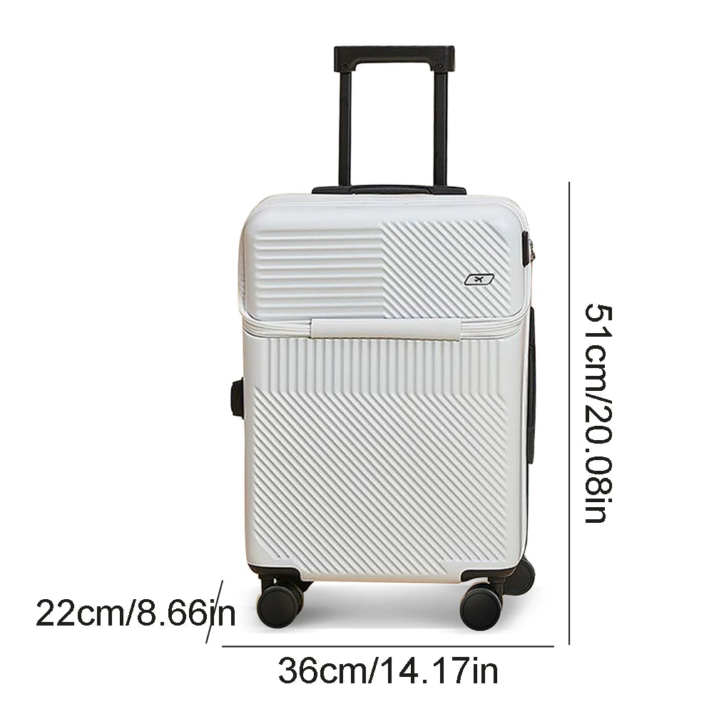 20Inch New Front Opening Roller Trolley Case ABS Men Carry-On Luggage Women Travel Suitcase Expandable Hardside Luggage