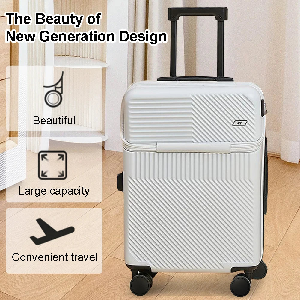 20Inch New Front Opening Roller Trolley Case ABS Men Carry-On Luggage Women Travel Suitcase Expandable Hardside Luggage