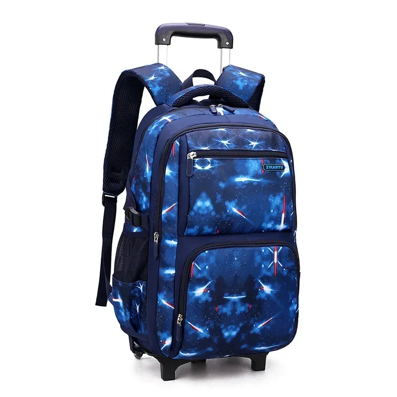 Kids School Bag With Wheels Rolling Backpack for Boy Wheeled School Bag 6 Wheels Trolley Bookbag Carry on Luggage with Lunch Bag