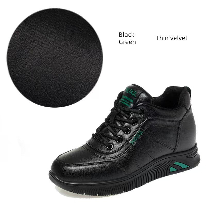 Genuine Leather Middle-Aged and Elderly Mom Shoes Women 2025 Fleece-lined Fall and Winter New Arrival Soft Bottom Non-Slip Comfortable Warm Leisure Sneaker