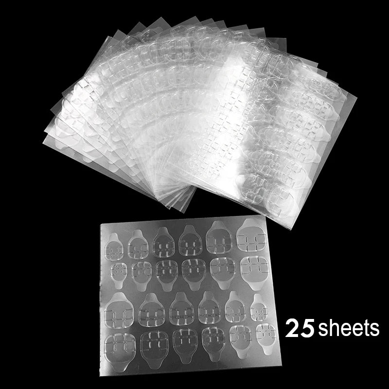 25 Sheets 24/600pcs Double Sided False Nail Art Adhesive Tape Glue Sticker DIY Tips Fake Nail Acrylic Manicure Gel Makeup Tools