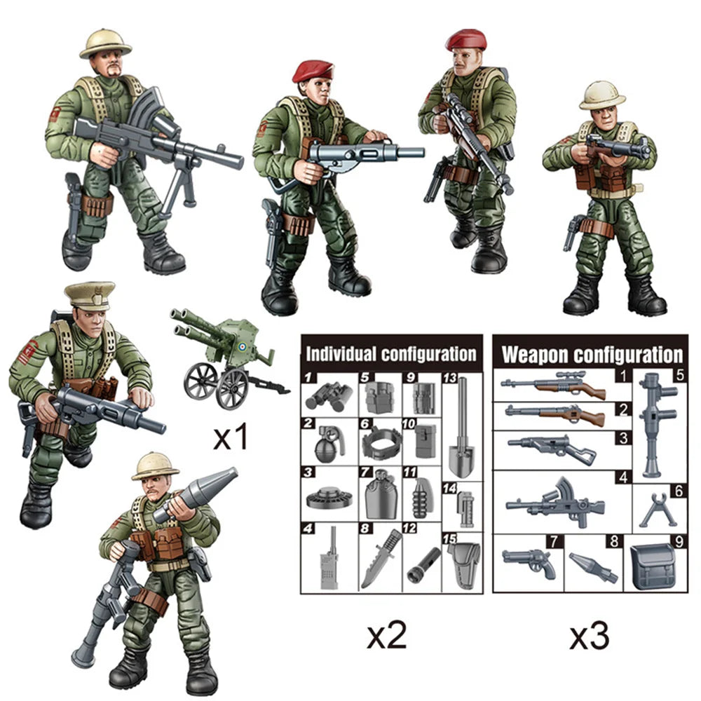 2024 World War 2 WW2 Army Military Soldiers SWAT Special Force Figures Model Building Blocks Bricks Children's Toys Gift