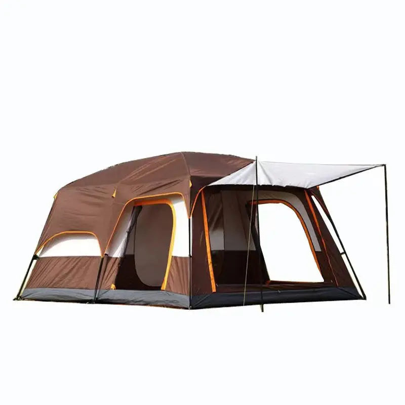 Outdoor Camping Double layered Luxury Tent Large Family Tent, 5-8 People Waterproof and Sunscreen Two Bedroom and One Bedroom