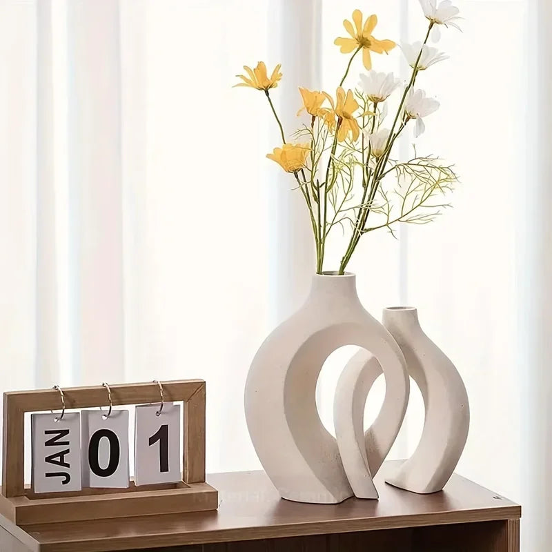 2pc ceramic vase works of art, living room bedroom study cafe and other ornaments, gifts for lovers during festivals.