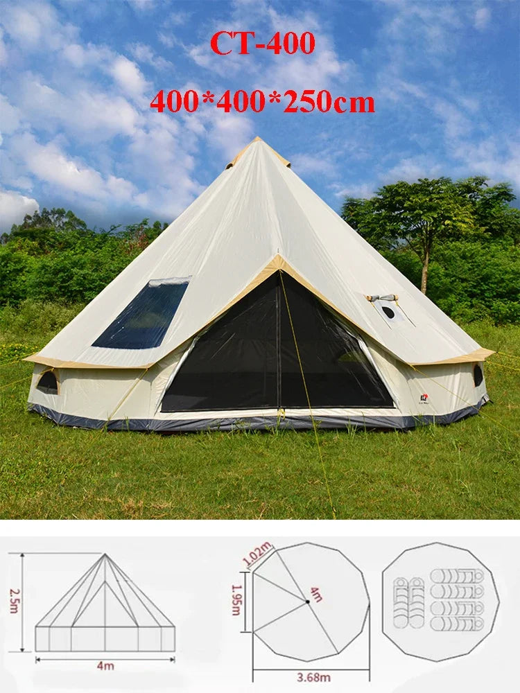 6-10Persons Glaming Luxury Mongolia Yurt Family Travel Hiking Antistorm Outdoor Camping Castle Tent Silver Coated UV Function