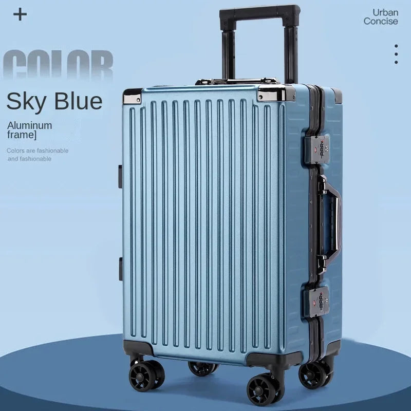 Suitcase Aluminum Frame Trunk Waterproof Man Bag Can Sit Cabin Suitcase 20 inch Female Carry-on Boarding Password Trolley Case