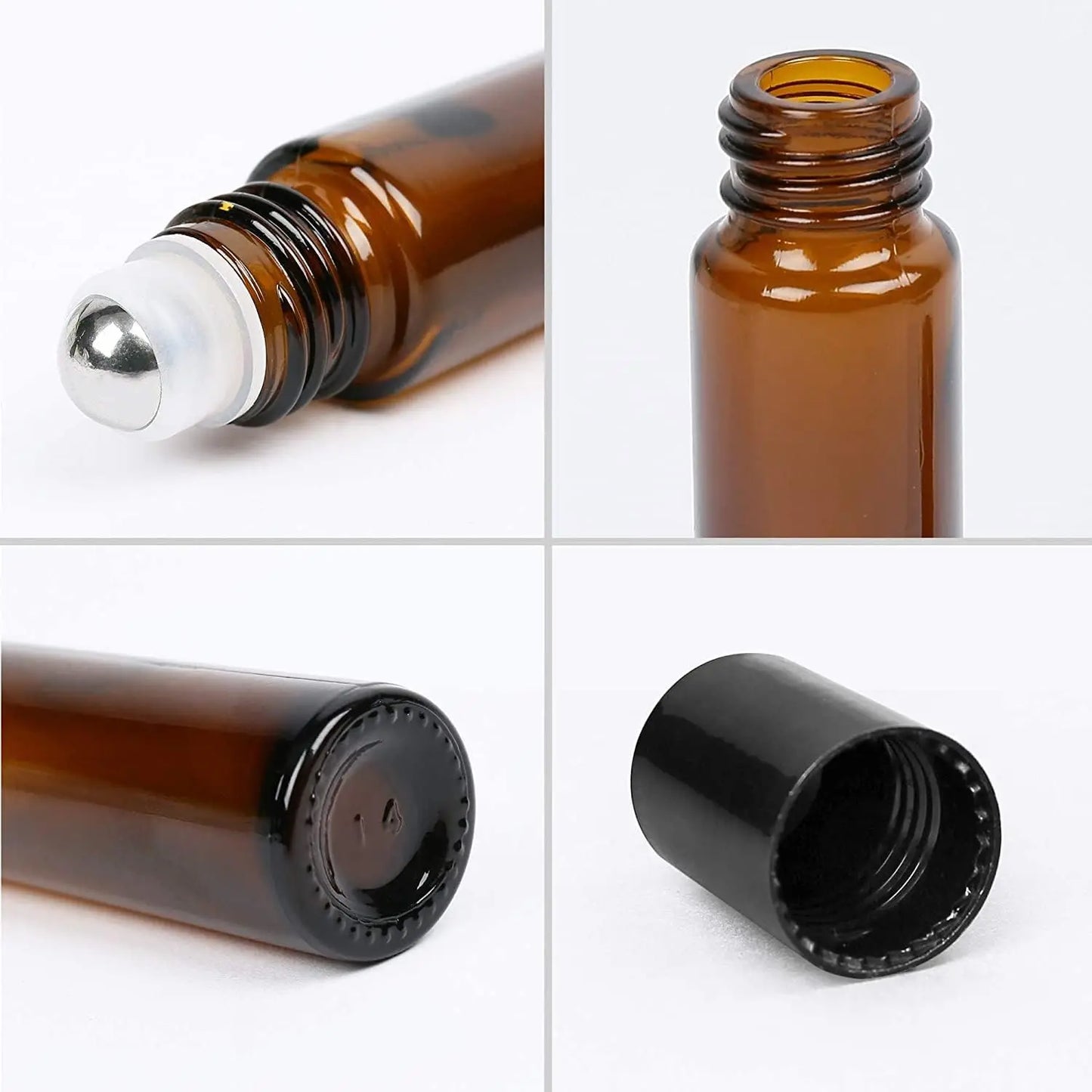 10PC 1/2/3/5/10ML  Empty Amber Roll on Glass Bottles Pulse Essential Oil Roller Ball Makeup Tools Refillable Liquid Container