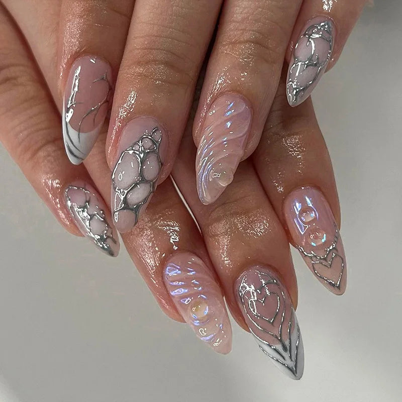 Glossy Press On Nails Set Short Oval Shiny Gradient French Nail Art Design Reusable Full Cover Fake Nails With Glue For Girls