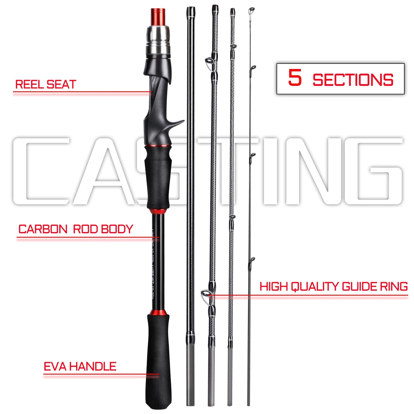 Sougayilang 1.8m 2.1m Lure Fishing Rod Carbon Fiber Spinning Casting Fishing Rod Bait Weight 10-30g Travel Fishing Pole Pesca