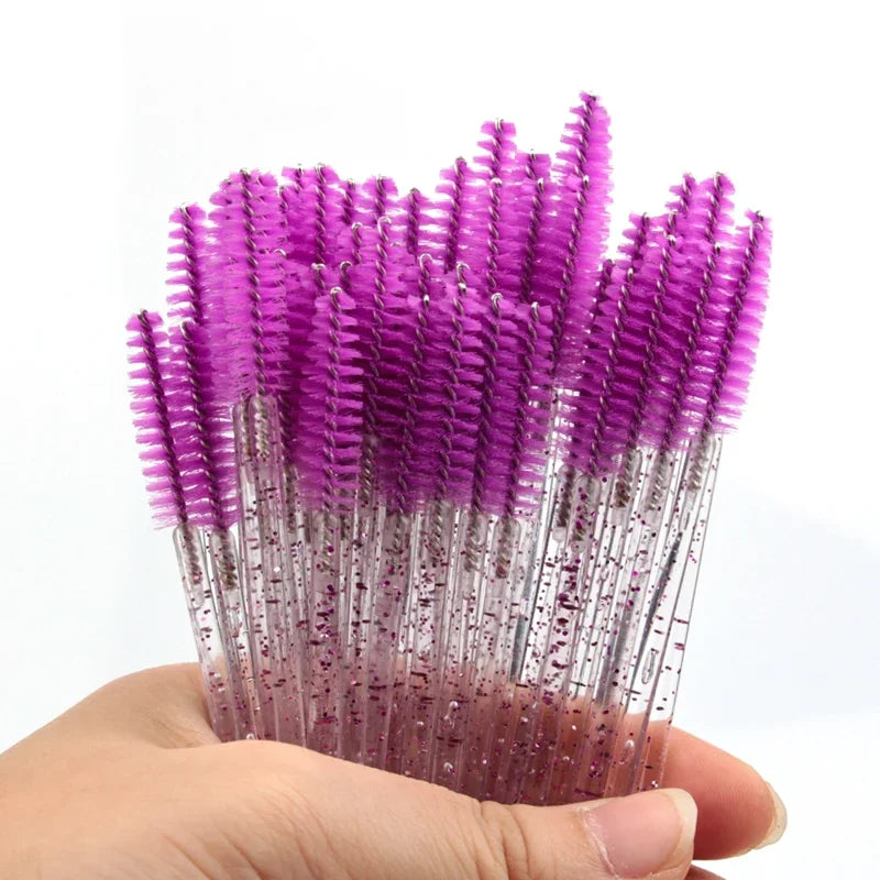 HOT 5/25/50pcs Lashes Brush Wholesale Mascara Wands Applicator Crystal Eyelash Brushes False Eyelashes Extensions Makeup Tools