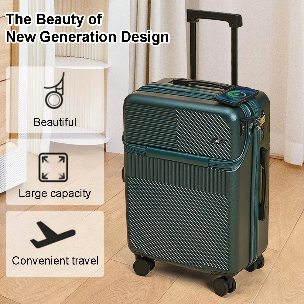 20Inch New Front Opening Roller Trolley Case ABS Men Carry-On Luggage Women Travel Suitcase Expandable Hardside Luggage