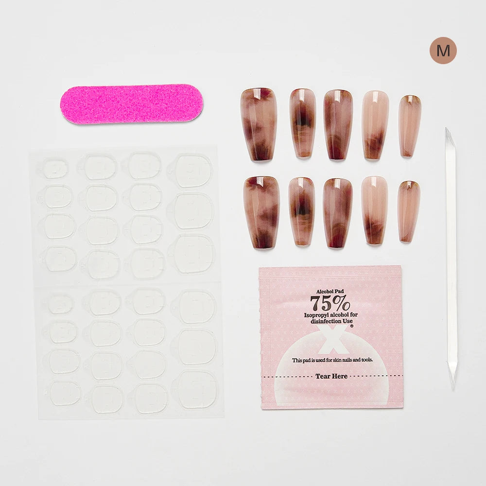 10PCS Chinese Bamboo Long Press on Nails Poetry Painting Design Fake Nails Set Reusable Full Cover Acrylic Nails Art for Women