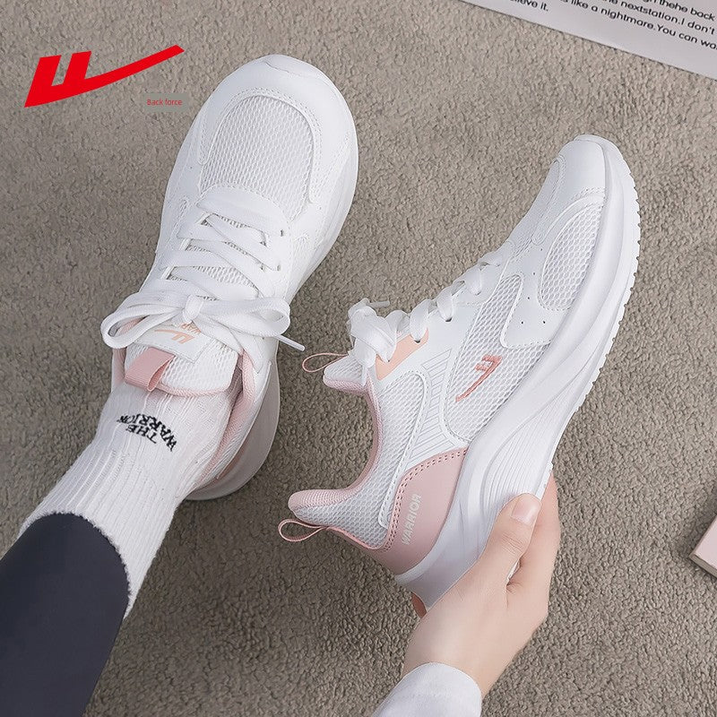 Warrior Women's Shoes Sneaker 2025 Summer New Arrival Breathable Mesh Surface Casual White Shoes Soft Bottom Shock Absorption Comfortable Running Shoes