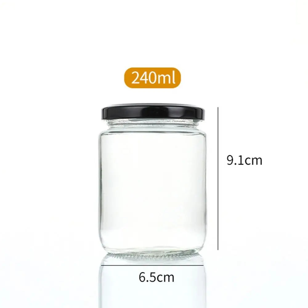 1Pcs with Black Airtight Lids Glass Jar Kitchen Round Mason Jar Food Storage 100ml 150ml 195ml 240ml Canning Containers