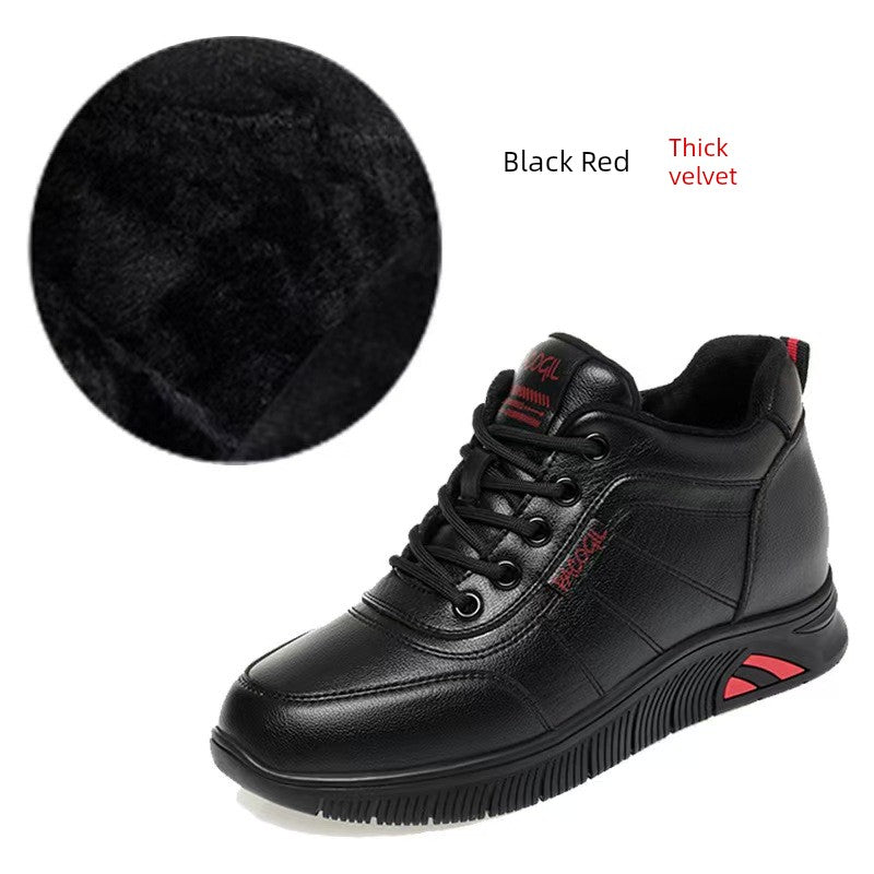 Genuine Leather Middle-Aged and Elderly Mom Shoes Women 2025 Fleece-lined Fall and Winter New Arrival Soft Bottom Non-Slip Comfortable Warm Leisure Sneaker
