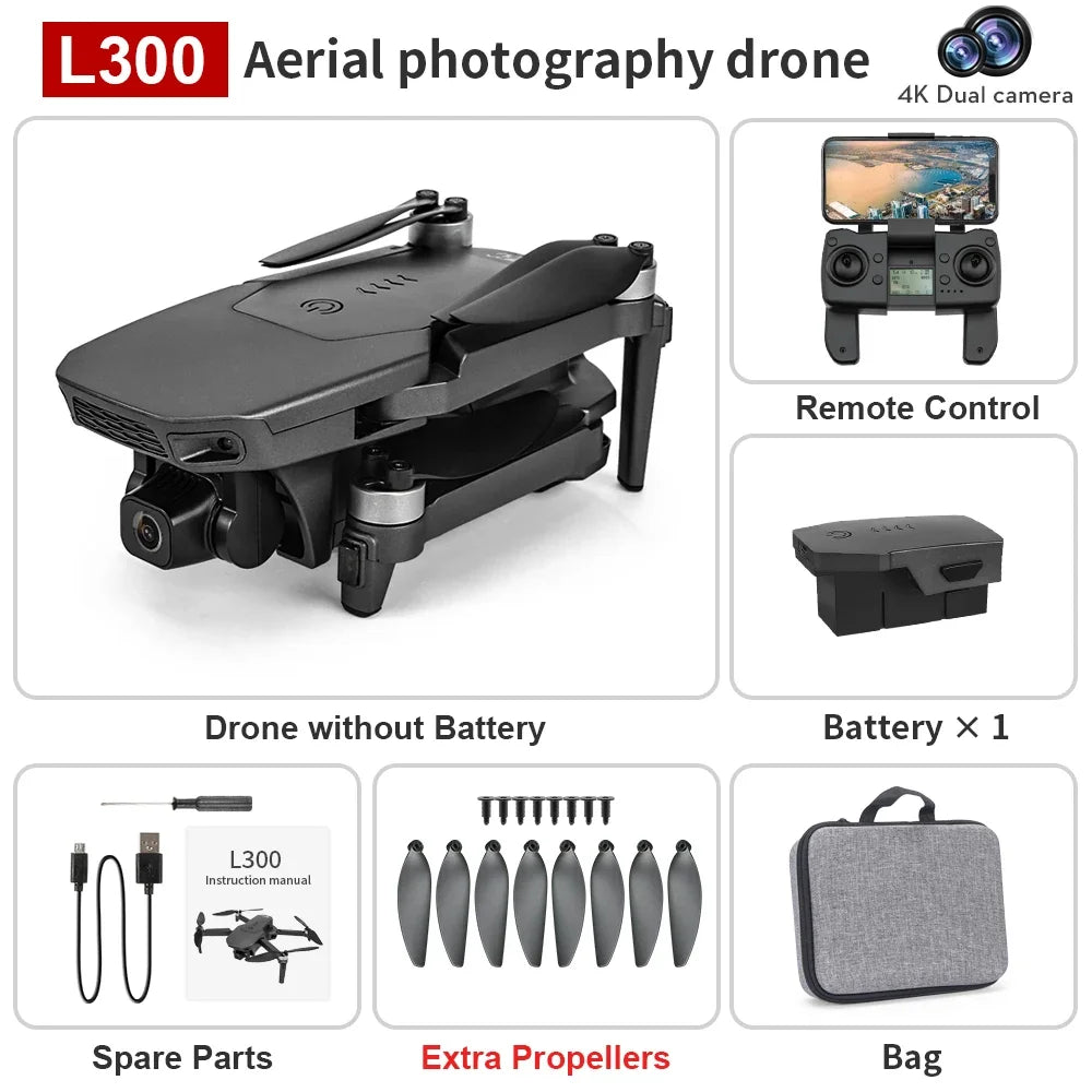 LYZRC L300 Drone 4K GPS Dron With Camera Brushless Motor 5G FPV Quadcopter 1.2km 25min 1xBattery Version