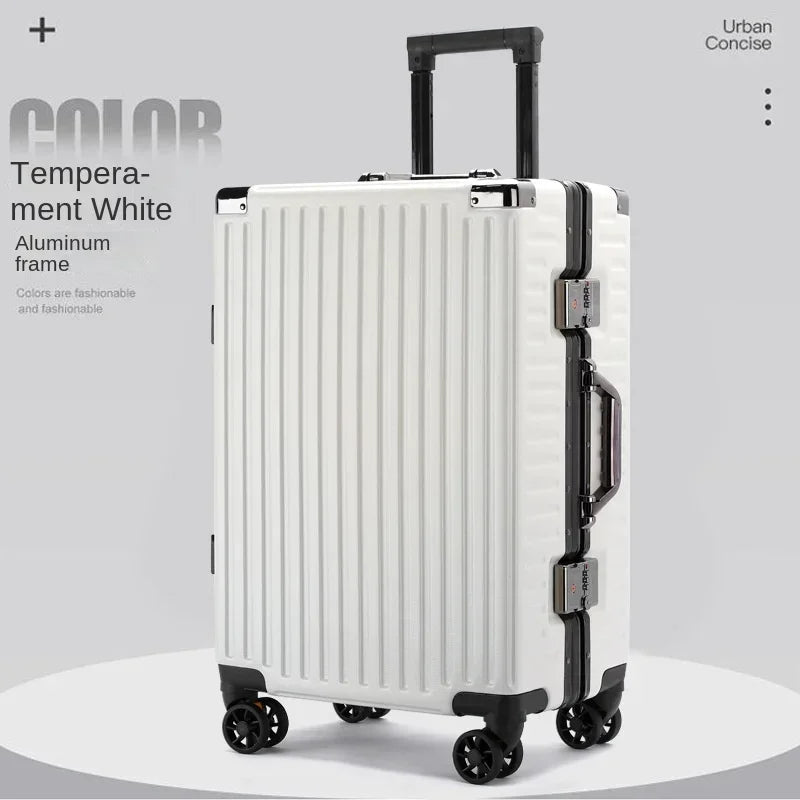 Suitcase Aluminum Frame Trunk Waterproof Man Bag Can Sit Cabin Suitcase 20 inch Female Carry-on Boarding Password Trolley Case