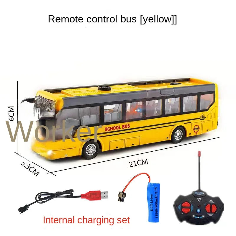 Remote Control Bus Car Toy Charging Light Electric Double Decker Bus Model Children's Toys Gifts