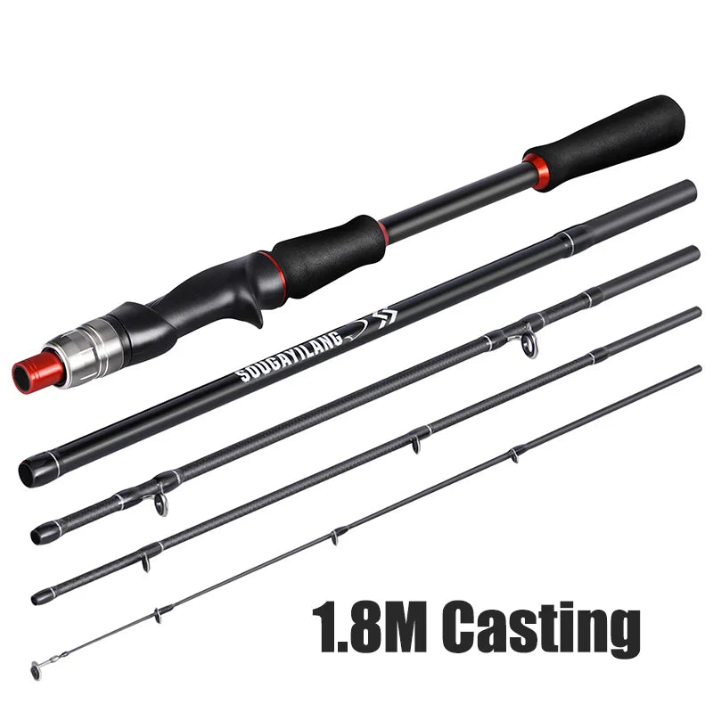 Sougayilang 1.8m 2.1m Lure Fishing Rod Carbon Fiber Spinning Casting Fishing Rod Bait Weight 10-30g Travel Fishing Pole Pesca