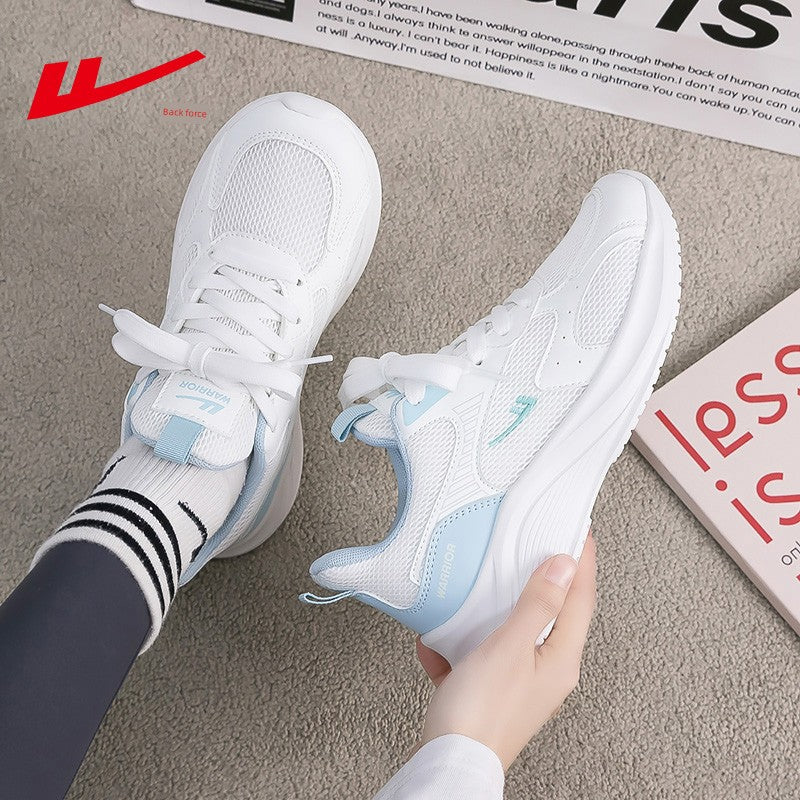 Warrior Women's Shoes Sneaker 2025 Summer New Arrival Breathable Mesh Surface Casual White Shoes Soft Bottom Shock Absorption Comfortable Running Shoes