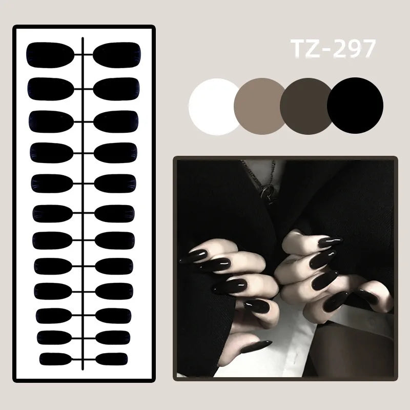 24Pcs/Box Gradient Color Artifical Press On Nails With Glue Long Coffin Fake Nails Lovely Girls Nail Art Ballerina False Nails