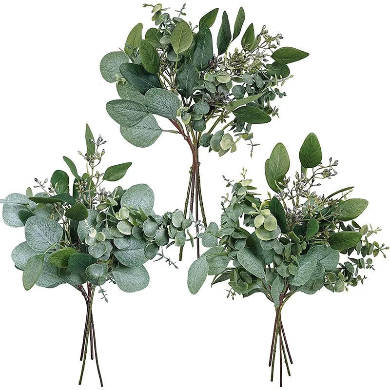 10 Pcs Mixed Artificial Oval Eucalyptus Leaves Stems and Spray for Vase Floral Wreath Bouquets Wedding Greenery Decoration 10 Pc