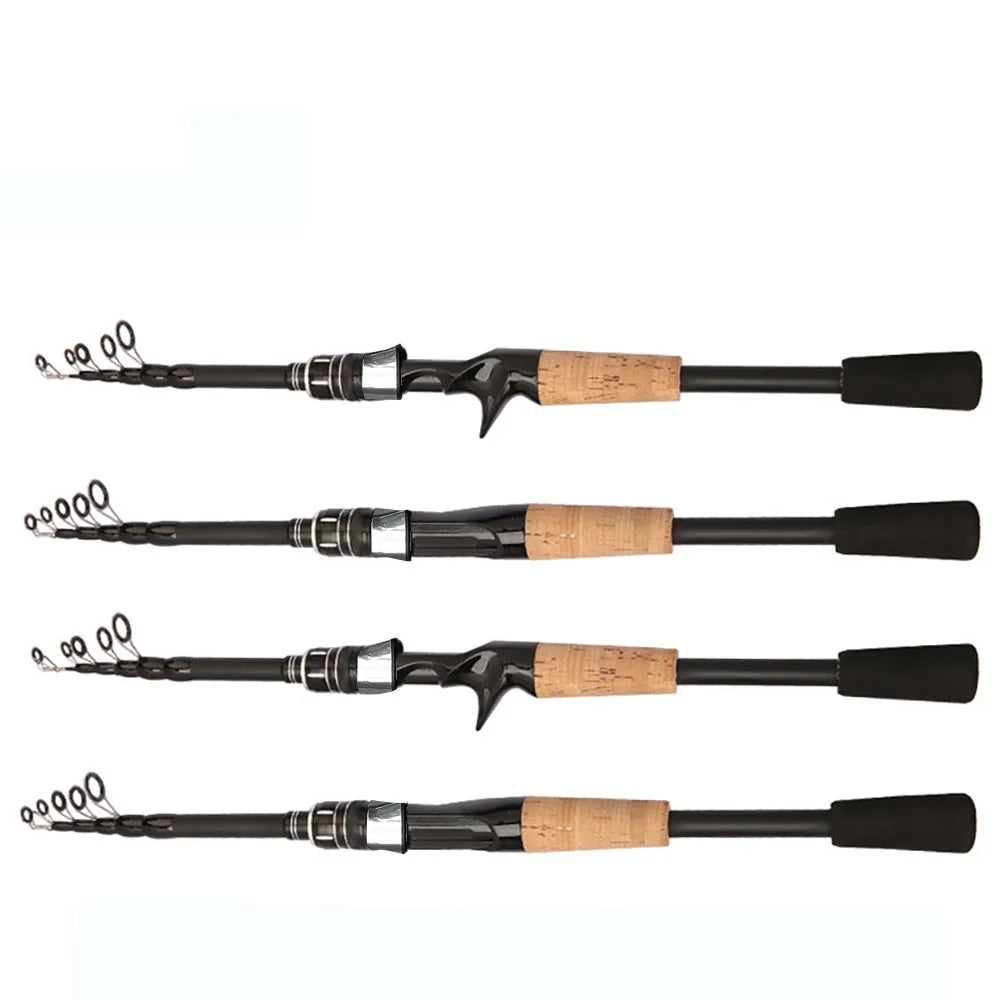 Baitcasting Lure Fishing Rod Spinning Telescopic 8g-25g Wooden Handle Carbon Casting Fishing Tackle Professional Light-weight