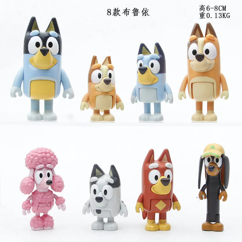 8/12pcs Bluey Model Ornaments Bingo Joint Toy Mini Pvc Character Ornaments Christmas Children's Toys Gifts Holiday Gift Model
