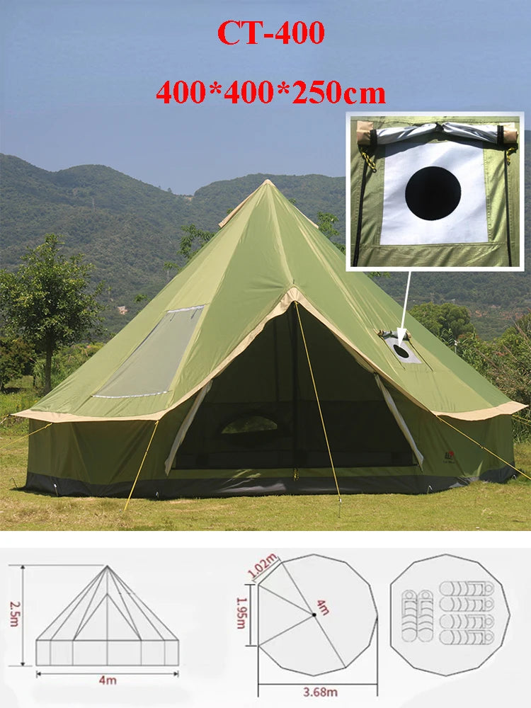 6-10Persons Glaming Luxury Mongolia Yurt Family Travel Hiking Antistorm Outdoor Camping Castle Tent Silver Coated UV Function