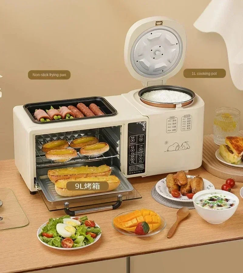 220V Multifunctional Breakfast Machine 4-in-1 Fried Hot Pot Electric Oven Household Rice Cooker Toaster Sandwich  Machine