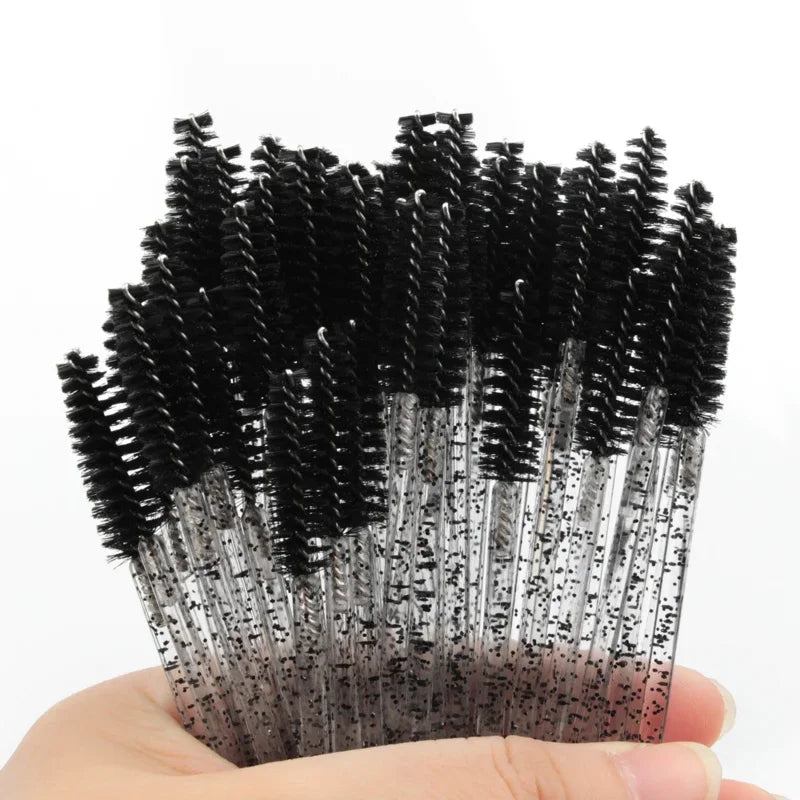 HOT 5/25/50pcs Lashes Brush Wholesale Mascara Wands Applicator Crystal Eyelash Brushes False Eyelashes Extensions Makeup Tools