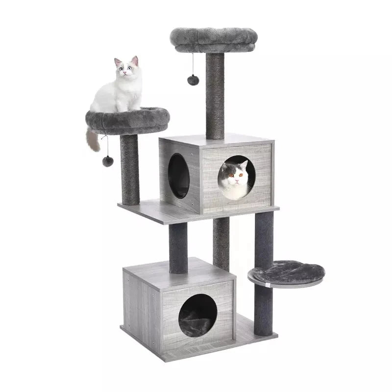 Canada Hot Sale Cat Tree Tower With Two Condos Scratching Post For Large Cats